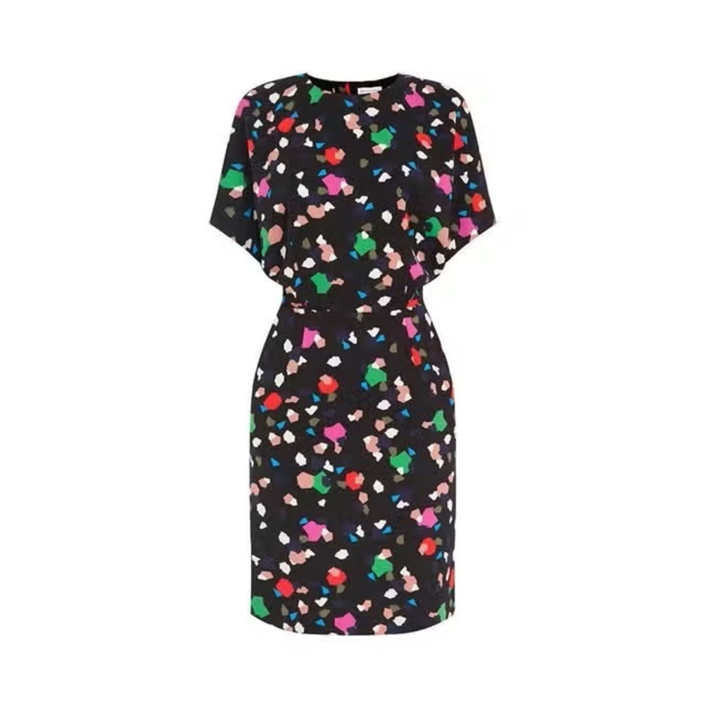 Warehouse Black/ Multi Geo Party Print Dress Size UK 10/ US 6